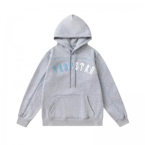 Trapstar Blue-White Logo Hoodie Herren Grau Schweiz | QBHVAN961