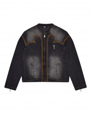 Trapstar Irongate T Panel Denim Jacken Herren Schwarz Schweiz | RSHIFX814