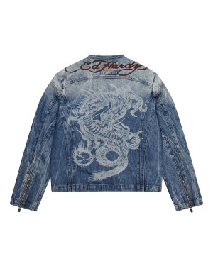 Trapstar x Ed Hardy Denim Jacken Herren Blau Schweiz | THRVUK729