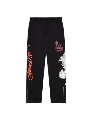 Trapstar x Ed Hardy Script Jogginghose Herren Schwarz Rot Schweiz | DBKFSI574