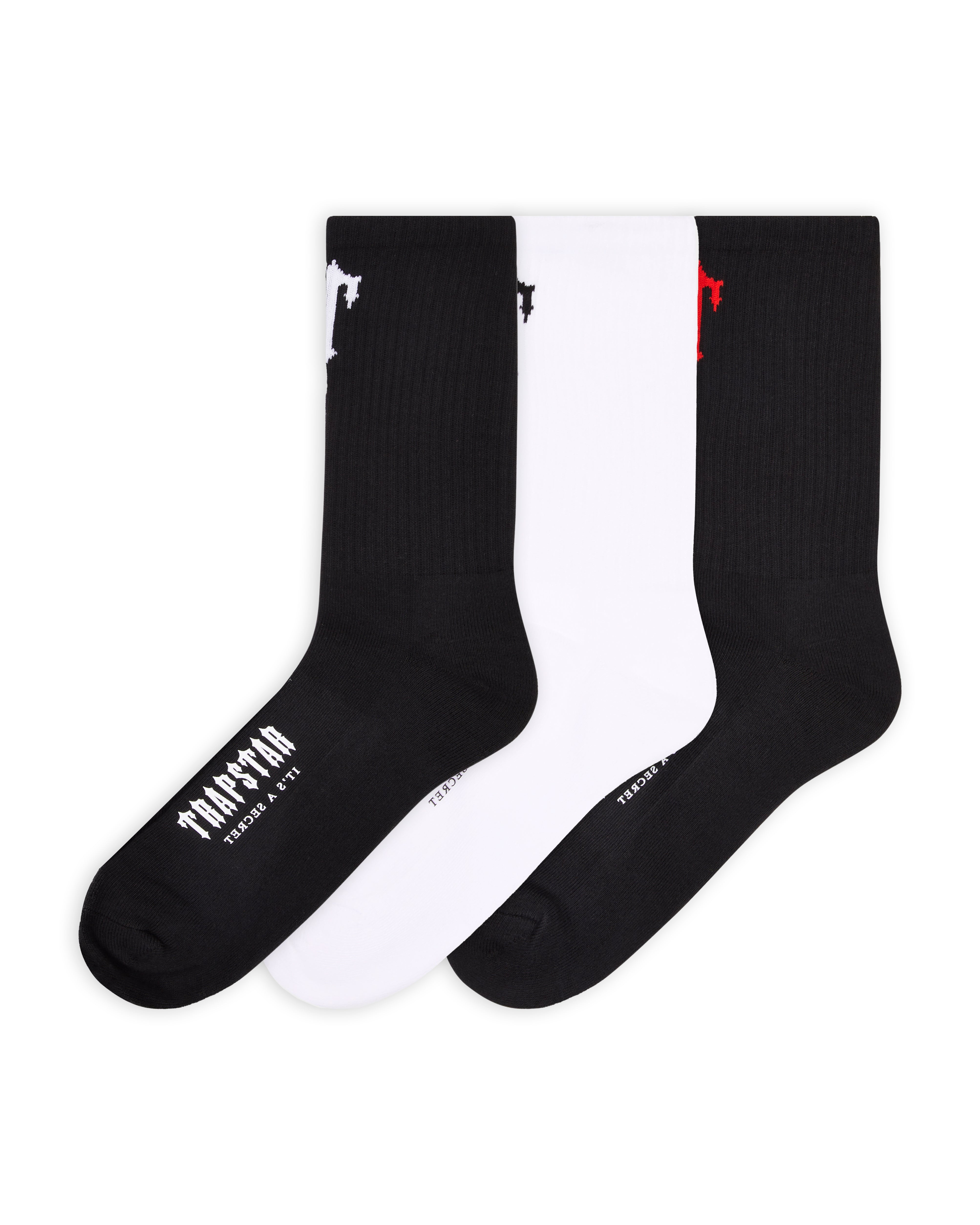 Trapstar 3 Pack Irongate T Socken Herren Schwarz Weiß Rot Schweiz | PVRTGB548