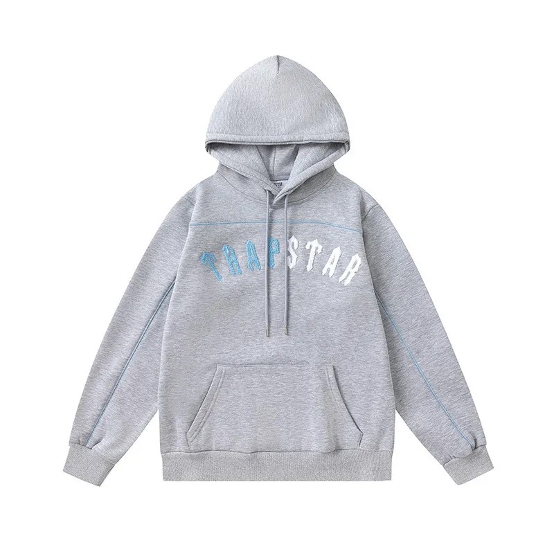 Trapstar Blue-White Logo Hoodie Herren Grau Schweiz | QBHVAN961