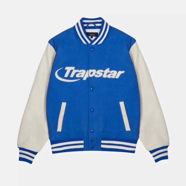 Trapstar Hyperdrive Chenile Varsity Jacken Herren Blau Weiß Schweiz | ENSWPU089