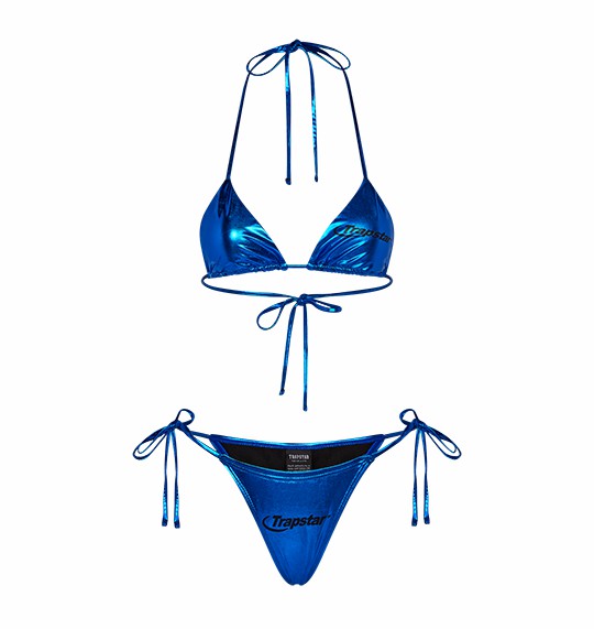 Trapstar Hyperdrive Metallic Tie Side Bikinihosen Damen Blau Schweiz | OETGWU197
