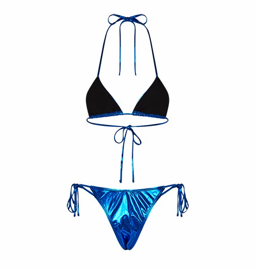 Trapstar Hyperdrive Metallic Tie Side Bikinihosen Damen Blau Schweiz | OETGWU197
