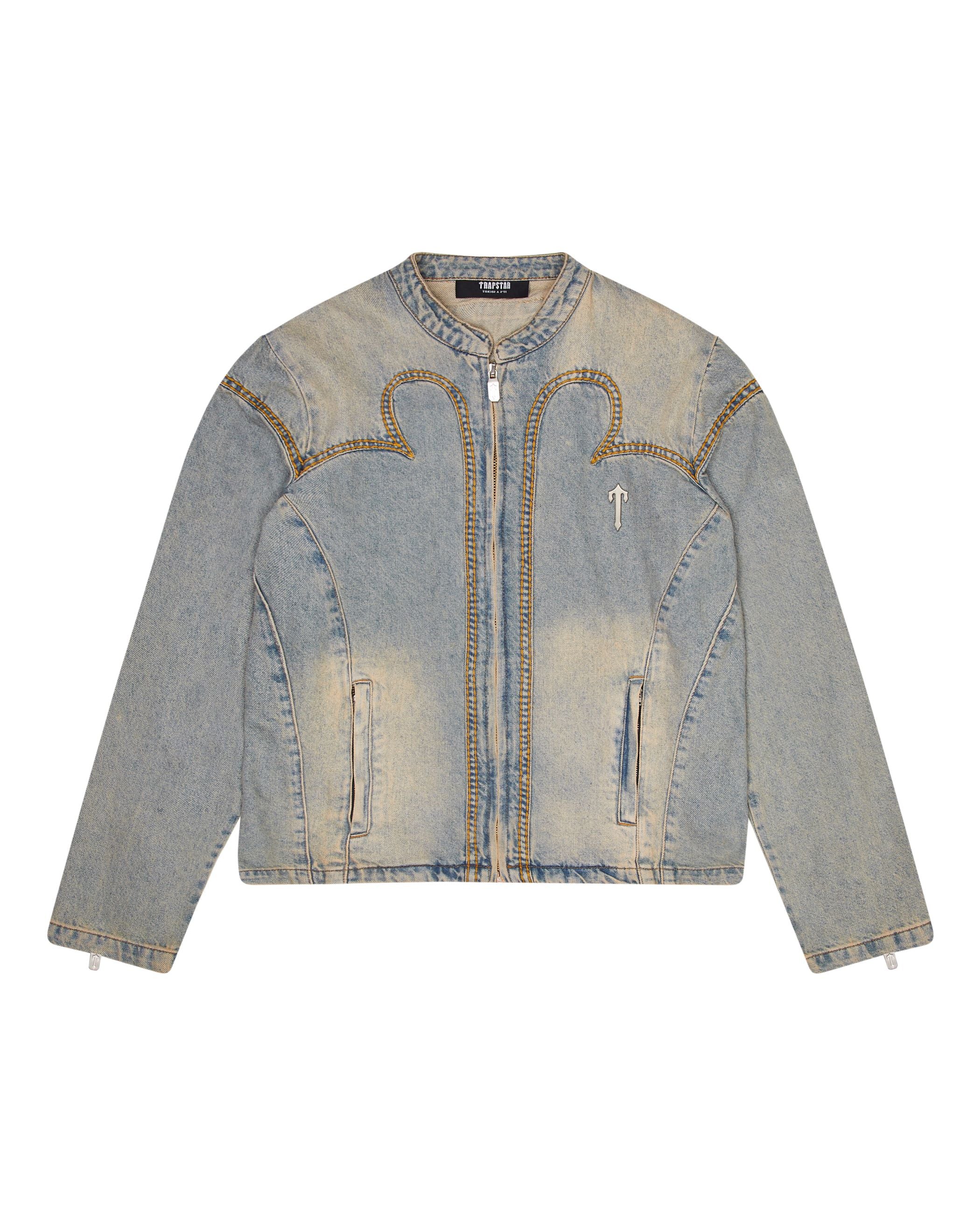 Trapstar Irongate Denim Motocross Jacken Herren Blau Schweiz | UVGMSO039