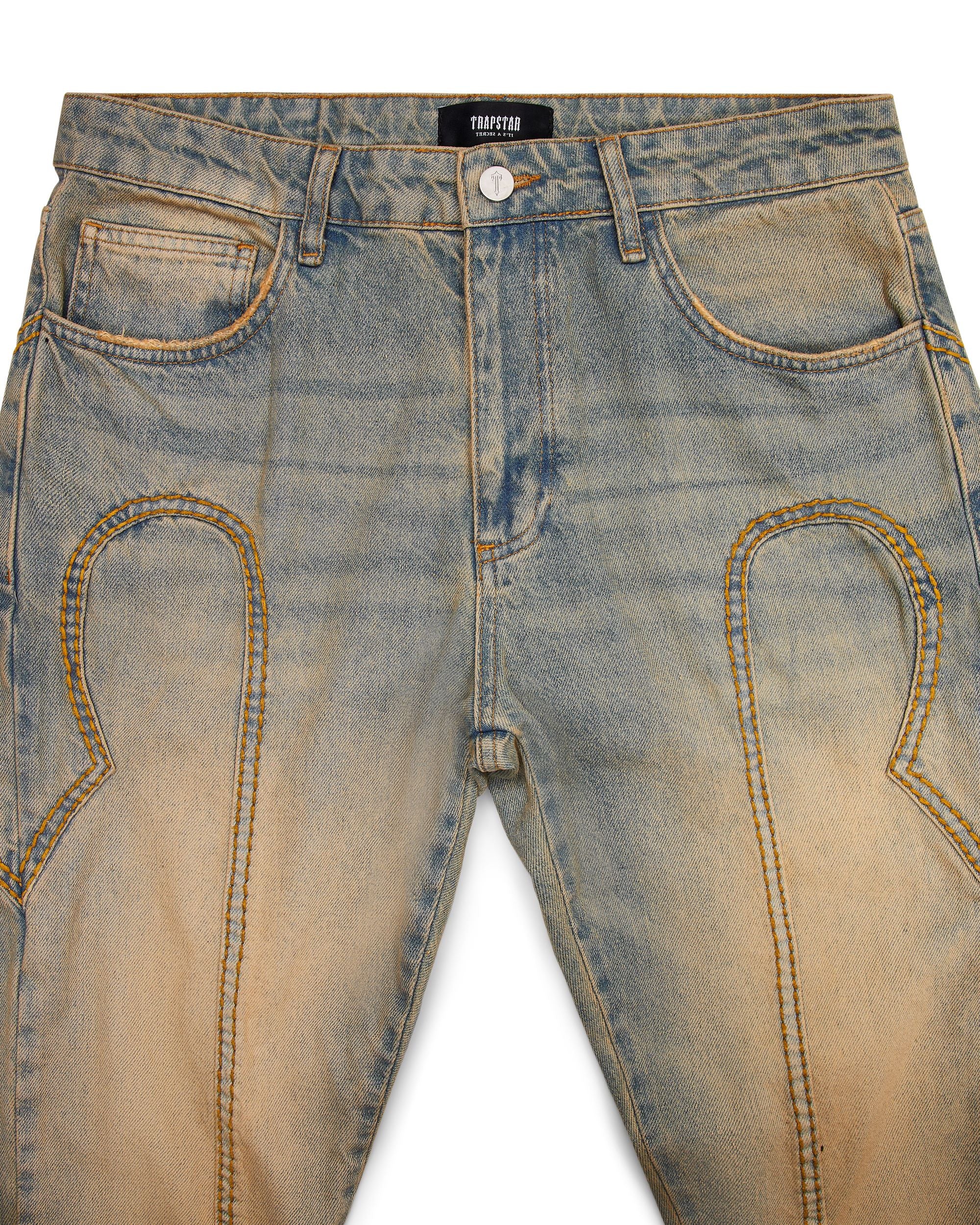 Trapstar Irongate Panel Denim Jeans Herren Blau Schweiz | PNQZTJ691