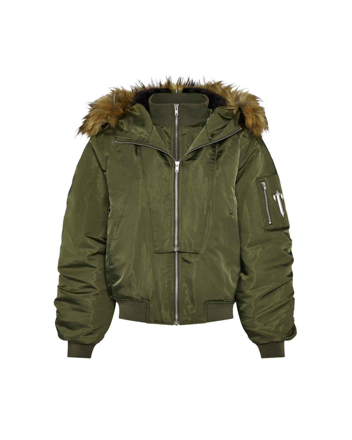 Trapstar Script Fur Hood Bomber Jacken Damen Khaki Schweiz | XHOWKA519