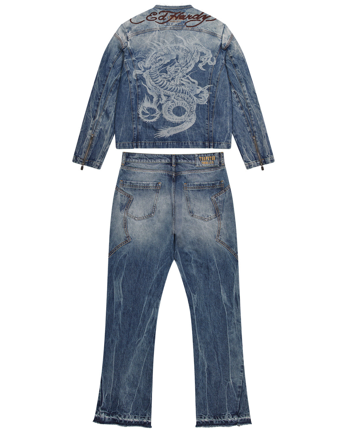 Trapstar x Ed Hardy Denim Jacken Herren Blau Schweiz | THRVUK729