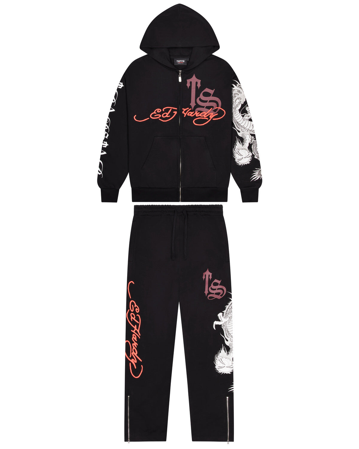 Trapstar x Ed Hardy Script Jogginghose Herren Schwarz Rot Schweiz | DBKFSI574